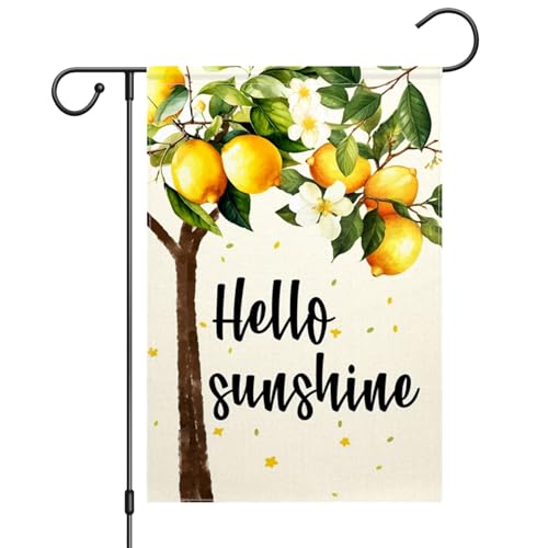 ChloropLastid Hello Sunshine Lemons Tree Garden Flag 12x18 Inch Summer Vertical Double Sided Lemons Floral Seasonal Holiday Outdoor Decoration Yard Flag