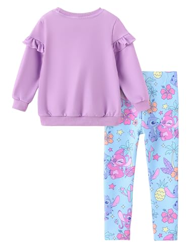 Image of Disney Frozen Minnie Mouse Stitch Princess Fall Toddler Girl Outfit 2 Piece Girl Clothes Long Sleeve Sweatshirt and Leggings