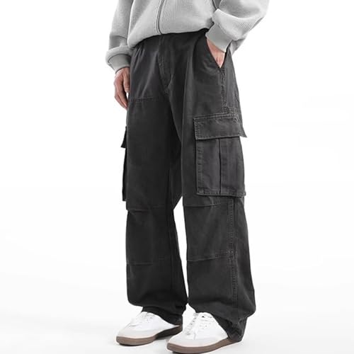 Mens Baggy Cargo Pants Casual Loose Fit Elastic Waist Cotton Cargo Pants Outdoor Streetwear Y2K Pants with Pockets2