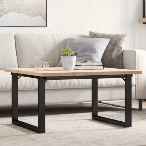 Snsowed Mesa de Centro Marco O Madera Maciza Pino y Hierro 80x80x45,5cm, Mesa Baja Salon, Mesa Centro Salon, Mesa Auxiliar, Mesa Cafe, Mesita Salon, Muebles De Salon Modernos - 3282729