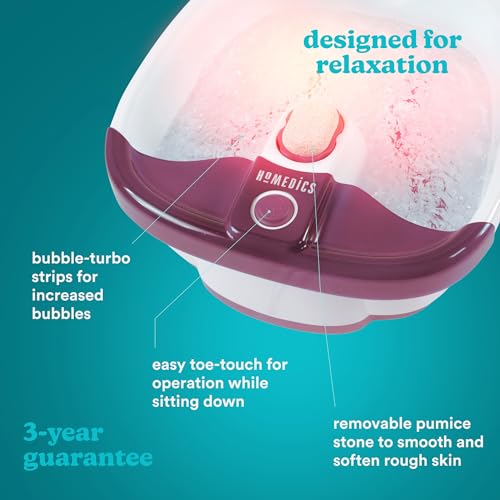 HoMedics Bubblemate Foot Spa and Massager with Keep Warm Function, Soothing Soak Massage Nodes, Bubble Turbo Strip, Pedicure Pumice Stone - Image 7