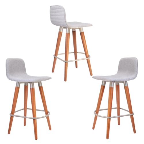 UNIDECOR CASA KIT 3 BANQUETAS PARA BANCADA BAIXA GOURMET ILHA CARVALHO LUXO LINHO CINZA AÇO CHAMPANH