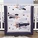 Little Love by NoJo Soar High Little One Navy, Light Blue, Orange, and White Airplanes, Clouds, and Stars 3 Piece Nursery Crib Bedding Set - Comforter, Fitted Crib Sheet and Crib Skirt