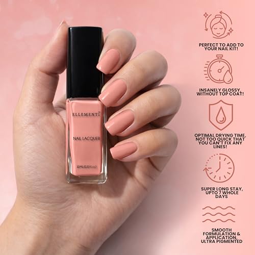 Image of BARE Vegan Nail Polish Nude Brown Color | Long Lasting Chip Resistant Formula | Quick Dry Glossy Finish | Non Toxic & Cruelty Free Nail Paint for Women | 10 ml