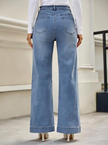 Cicy Bell Womens Wide Leg Jeans High Waisted Trendy Baggy Flare Denim Pants with Pockets4