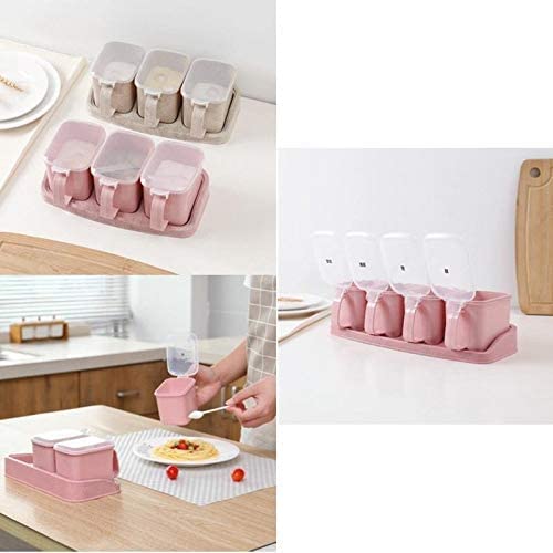 Amazon｜ピンク 砂糖入れ 3個セット 調味料ストッカー 匙付き パッキン