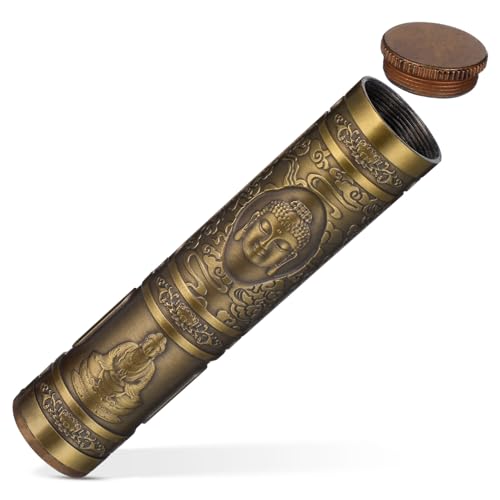 Mipcase Caja Metálica de Cigarrillos con Diseño de Buda Tubo de Almacenamiento Hermético y Resistente la Compresión Portátil y Decorativa para