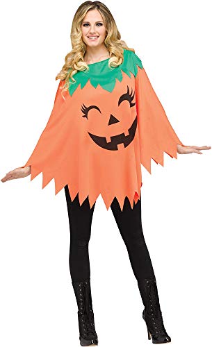 Fun World Halloween Pumpkin Poncho for Adults, One Size