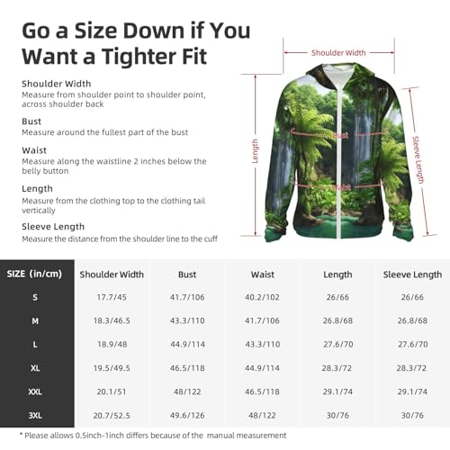 Men's UPF 50+ Sun Protection Hoodie Long Sleeve Fishing Shirts Quick Dry Tropic Plants Trees Sun Shirt Jacket2