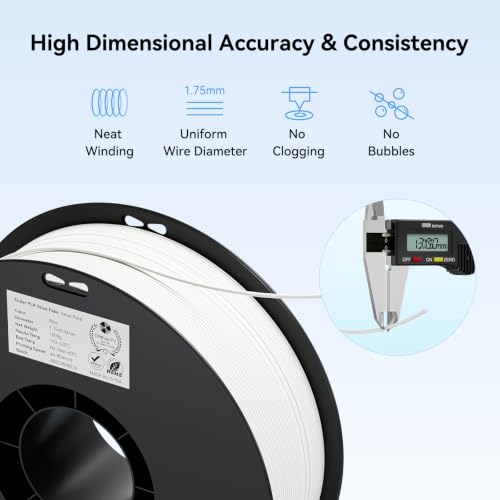 Image of Creality 12 Pack PLA 1.75mm Filament Bundle for 3D Printing with No-Tangling Strong Bonding and Overhang Performance, Accuracy + /- 0.02mm, White