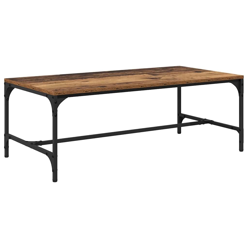 Mesa de centro de madera de 100 x 50 x 35 cm, aspecto de madera envejecida, diseño moderno con estante, resistente y duradera, para salón, sofá, esquina, dormitorio