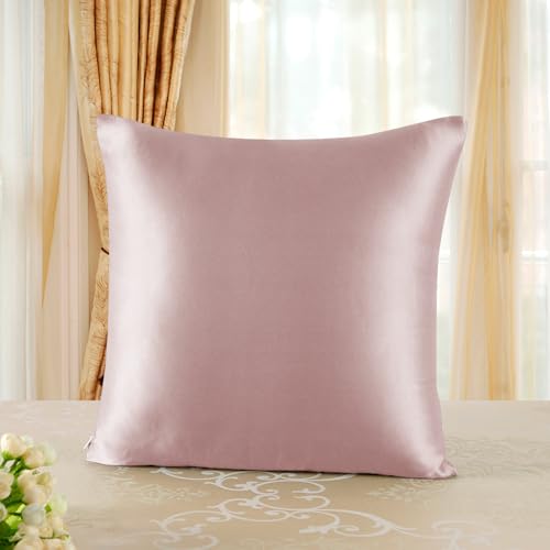 townssilk Taie d'oreiller en Soie, 65x65cm, 100% Soie de mûrier Naturelle 19 Momme, Deux Faces en Soie, certifiée Oeko-Tex, Douce pour la Peau et Les Cheveux, 1 unité,Rose poudré