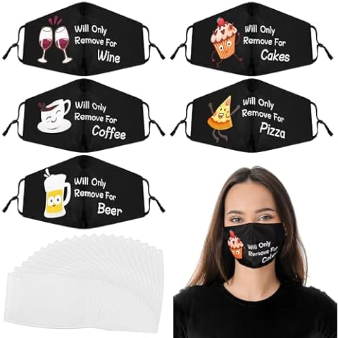 Gulfmew 5 Pcs Funny Reusable Face Masks Cover