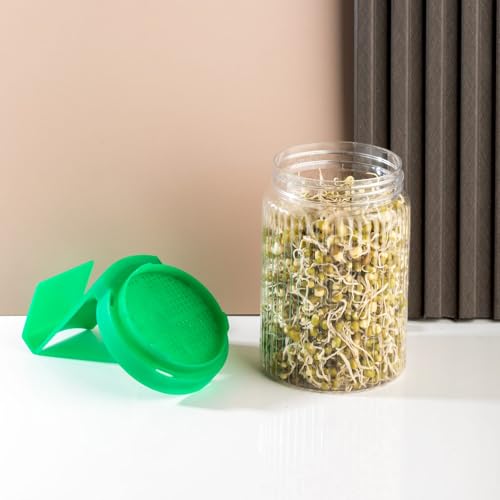 Image of Plastic Sprout Maker Jar with Handle & Strainer Lid (PackOf 1) | 720 ml Seed Germination Container for Moong, Chana, Mixed Sprouts | BPA-Free Kitchen Storage & Sprouting Jar