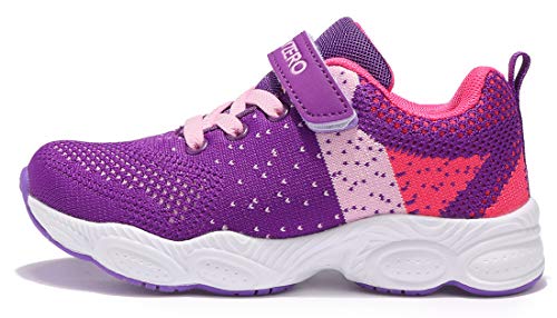 Vivay Sneakers for Girls Lightweight Athletic Sports Running Shoes Breathable Tennis Shoes (1d-Purple,Size 12.5 Little Kid)