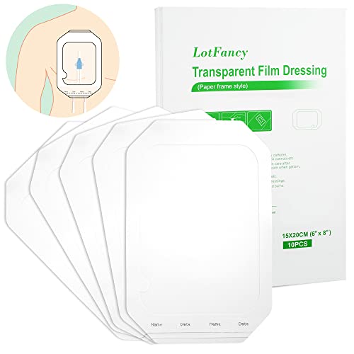 10 PCS Transparent Film Dressing 6x8 inch(15cmx 20cm), Waterproof Wound Cover Bandage Tape, Adhesive Film Dressing for Post Surgical, Scar Therapy, Medical Supplies, Tattoo Dressings