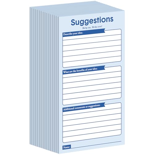 Pajean 400 Sheets Suggestion Cards Comment Complaint Cards for Suggestion Box with Lock Feedback Box Continuous Improvement for Customer Complaints(Blue)