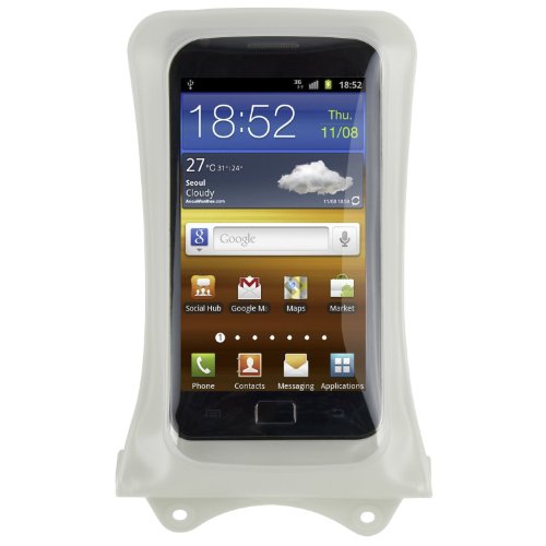 DiCaPac WPC1 Étui étanche pour grands smartphones tels que Samsung Galaxy S4/S3, Google Nexus 4, HTC One, HTC Droid DNA, HTC 8X, Sony Xperia Z, Xperia TL, Motorola Droid Razr Maxxs, LG Optimus G, BlackBerry Z10, etc. Blanc