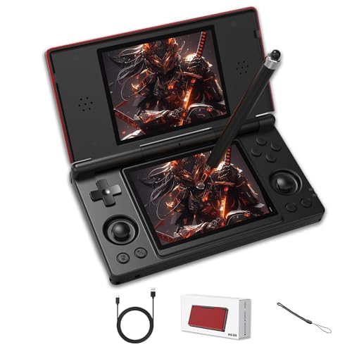 RG DS Consola Retro Juegos con lápiz óptico Capacitivo,Consola Retro Portatil Android14,Emulador Consola Plegable de Doble Pantalla de 4 Pulgada,batería de 4000mAh (Negro)