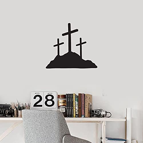 Image of Calvary Crosses Christian Jesus (Black) (Set Of 2) Premium Waterproof Vinyl Decal Stickers For Laptop Phone Accessory Helmet Car Window Bumper Mug Tuber Cup Door Wall Decoration
