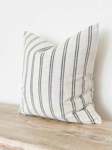 Housse de coussin en lin de style rustique à rayures rétro noir - 5