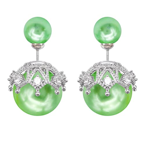 Boucles d'oreilles perle double face hypoallergéniques en argent 925 plaqué