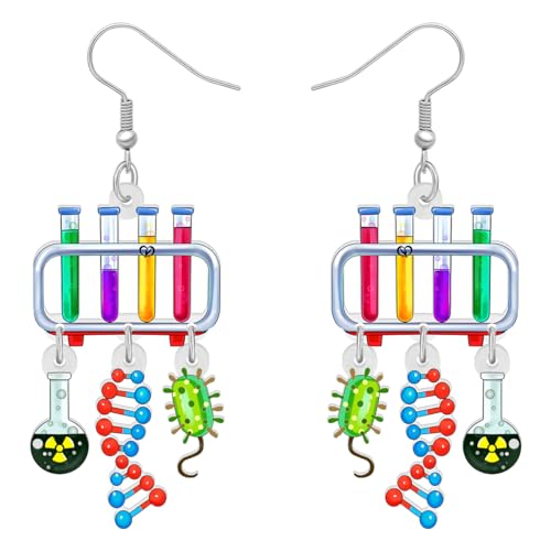 Acrylic Colorful Science Laboratory Microscope Teacher Dangle Earrings for Women Biology Chemistry Teacher Appreciation Jewelry Gifts for Back to school