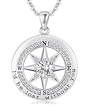 S925 Necklace Gift for Wife, Compass Jewelry Women Anniversary, Sterling Silver Girlfriend Birthday Gifts for Her, Valentines Day Necklaces, I'd be Lost without You Jewel 18K White Gold