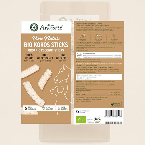 AniForte Bio Kokos-Sticks Hundesnack 500g - Zahnpflege Snack für Hunde & Pferde, kaltgepresst, 100% Kokos Hundeleckerlie, natürliche Belohnung aus Kokosraspeln, ohne Zusätze