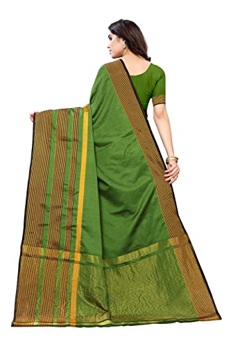 Image of VJ Fashion Women Cotton Silk Saree With Blouse Piece freesize