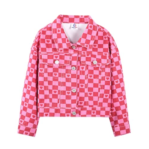 Image of WELAKEN Print Denim Jacket for Girls & Kids II Little Girl's Button Down Crop Jean Jacket Coat