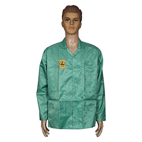 Green Antistatic [ESD] Safe Unisex Lab Coat/Apron/Jacket – Electrostatic Discharge Protection for Labs, Cleanrooms, and Electronics Work (Size : Medium, Pack of 14)
