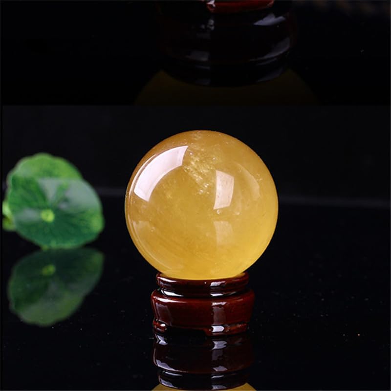 Yellow Crystal Ball Ornaments Calcite Iceland Spar Decoration Decoration,Yellow,30mm