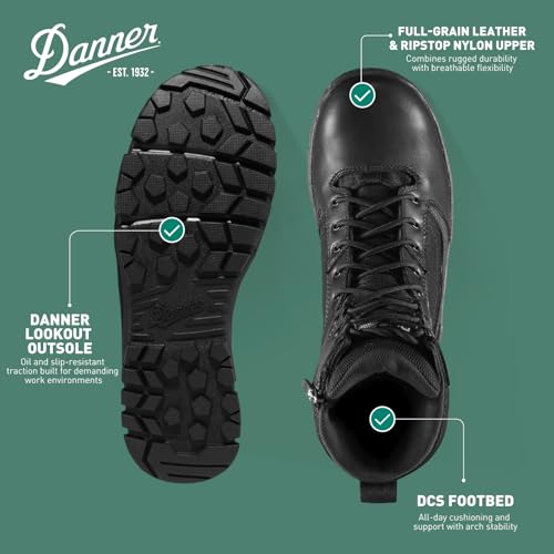 Image of Danner mens Lookout Side-zip 8 inch BlackMilitary & Tactical Boot