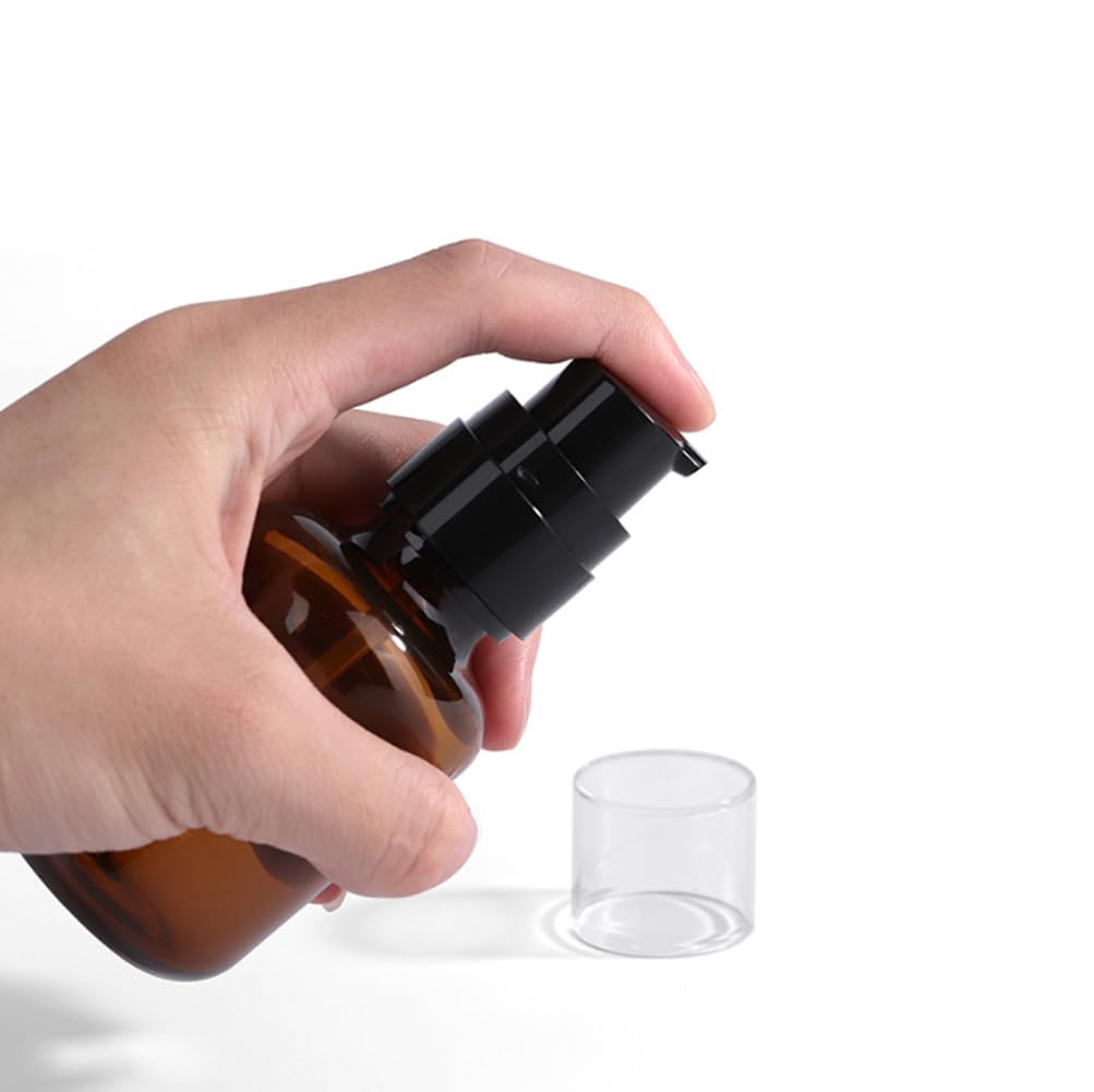 ASTRQLE - 3 Flacons Pompe En Verre Ambré 60ml | Parfait Pour Crèmes, Huiles & Produits Voyage