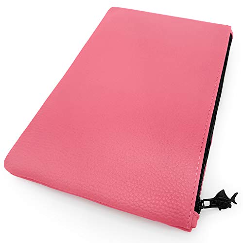 Fat Belly Fish Faux Leather/Leather Look Pencil Case - Pastel Pink Large