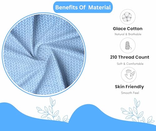 Image of RD TREND 360 Fitted Bedsheets King Size 78x72x8 Inch, Elastic Bedsheets for King Size Bed with 2 Pillow Covers-18x28 Inch (Blue Solid)