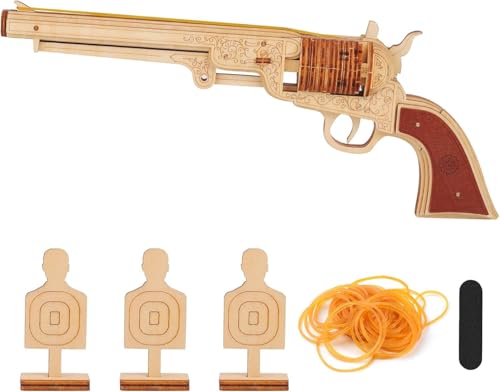 Cool Unique Gifts for Men, 3D Wooden Puzzles for Adults Colt Revolver Model 1851-3D Wooden Gun Puzzle Building Kit for Adults - Rubber Band Gun, Wood Toy Guns for Man Birthday Xmas Gift Idea