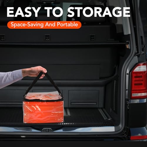 Image of TENKAIWICK 28 Inch 4 Pack Traffic Cones with Storage Bag, Collapsible Safety Cones, Multi Purpose Pop-up Cones with Reflective Collar, Orange Cones for Parking lot, Driveway, Driving Training etc