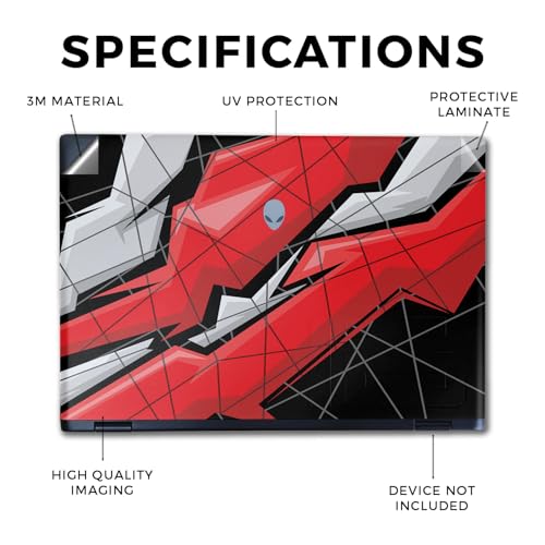 Image of Laptop Skin Compatible with Alienware M16 R2 (2024) - Polygon Grunge - Premium 3M Vinyl Protective Wrap Decal Cover - Easy to Apply | Crafted in The USA by MightySkins