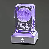 hochance 3D Moon Crysatl I Love You to The Moon and Back Multicolor Nightlight,Mothers Day Gifts Ide