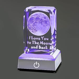 hochance 3D Moon Crystal Multicolor Nightlight,I Love You Decolamp,Perfect Mothers Day Gifts for Mom Mother My Girlfriend Wife Her,Unique Valentines Anniversary Birthday Presents Ideas