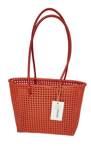 Image of ARNAVIRA Handmade Multipurpose Wire Bag (Koodai) Used as Lunch Bag, Shopping, Grocery, Tote Bag, Picnic Bag, Return Gift Bag (33x15x29 CM) (Red)
