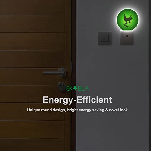 Image of EKOBLA Tree Frog Night Light, Green Leaf Vein Frog Night Lights Plug Into Wall with Auto Sensor for Bedroom and Bathroom
