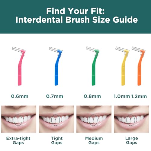 Image of Fremouth 50 Count Angle Interdental Brushes with Extended Handle for Braces, Extra Tight(0.6mm), L- Shaped Interproximal Floss for Dental Plaque Removal Health