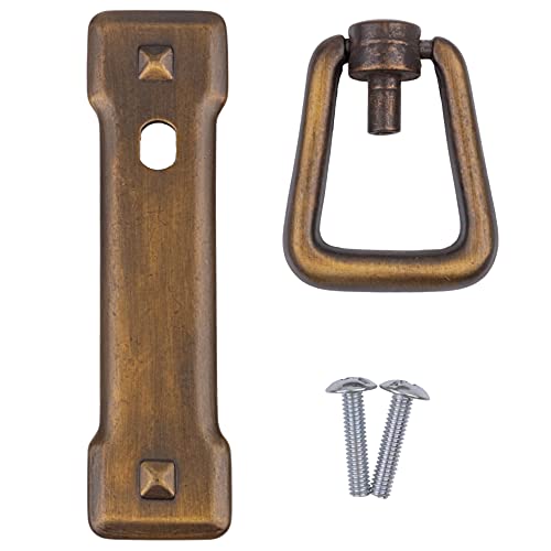 Mission Small Vertical Antique Brass Drawer Pull | Centers: 2 1/4" | Handle for Antique Cabinet Door, Dresser Drawer, Desk | Reproduction Furniture Hardware | UA-824-PSVAB (1)