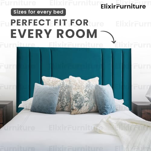 Elixir RIO 3 Divan Bed Headboard | Plush Velvet Fabric Headboards for 4ft6 Double Size Bed | Elegant design with wooden material headboards for beds (Mallard, 4ft6 Double Height-20inch) - Image 5
