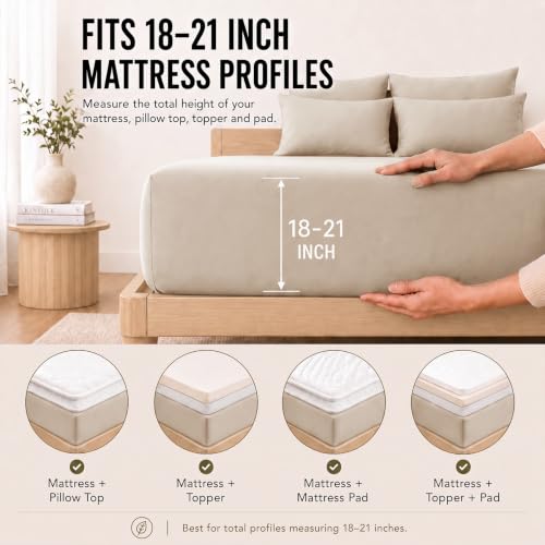 Image of CozyLux 6-Piece Queen Sheet Set, Fits 18-21 Inch Mattresses, Oeko-TEX