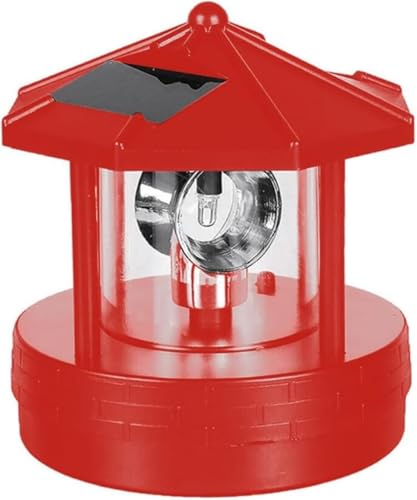 YUETTYY Phare solaire LED rotatif à 360 degrés, lampe de rue étanche, lampe solaire de jardin, lampe décorative pour jardin, pelouse, terrasse (rouge)