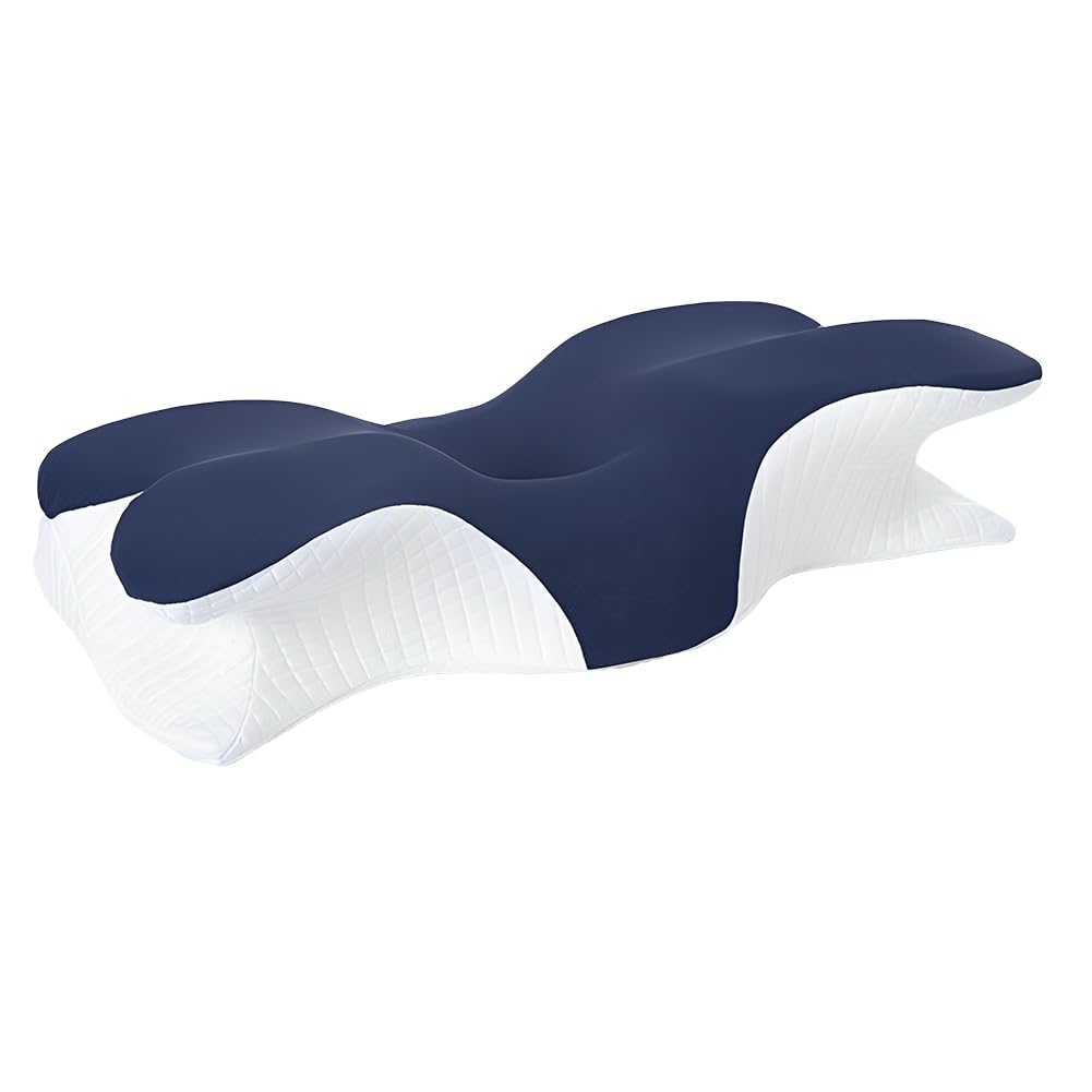 Memory-Foam-Kissen, Schmetterlingsform, ergonomisches orthopädisches Kissen, langsamer Rückprall, konturiertes Stützkissen, atmungsaktiv, weich, stützendes Nackenkissen für Seiten-/Rücken